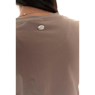 T-shirt donna a manica corta con placchetta Leone 1947 Never Without