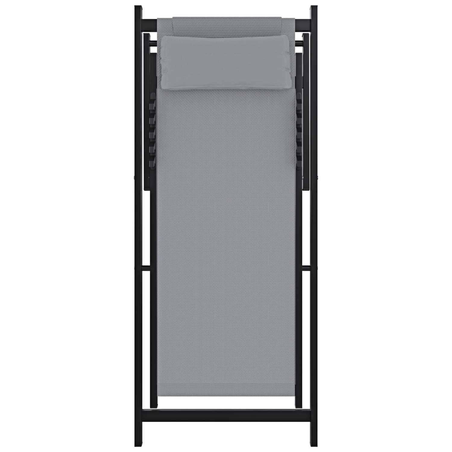 Sedia Sdraio Leggera Da Giardino Schienale Regolabile 5 Posizioni Pieghevole Con Cuscino Struttura Nera In Alluminio Portata Massima 160 Kg Grigio