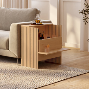 Table d'appoint mini bar Faustine bois et lattes