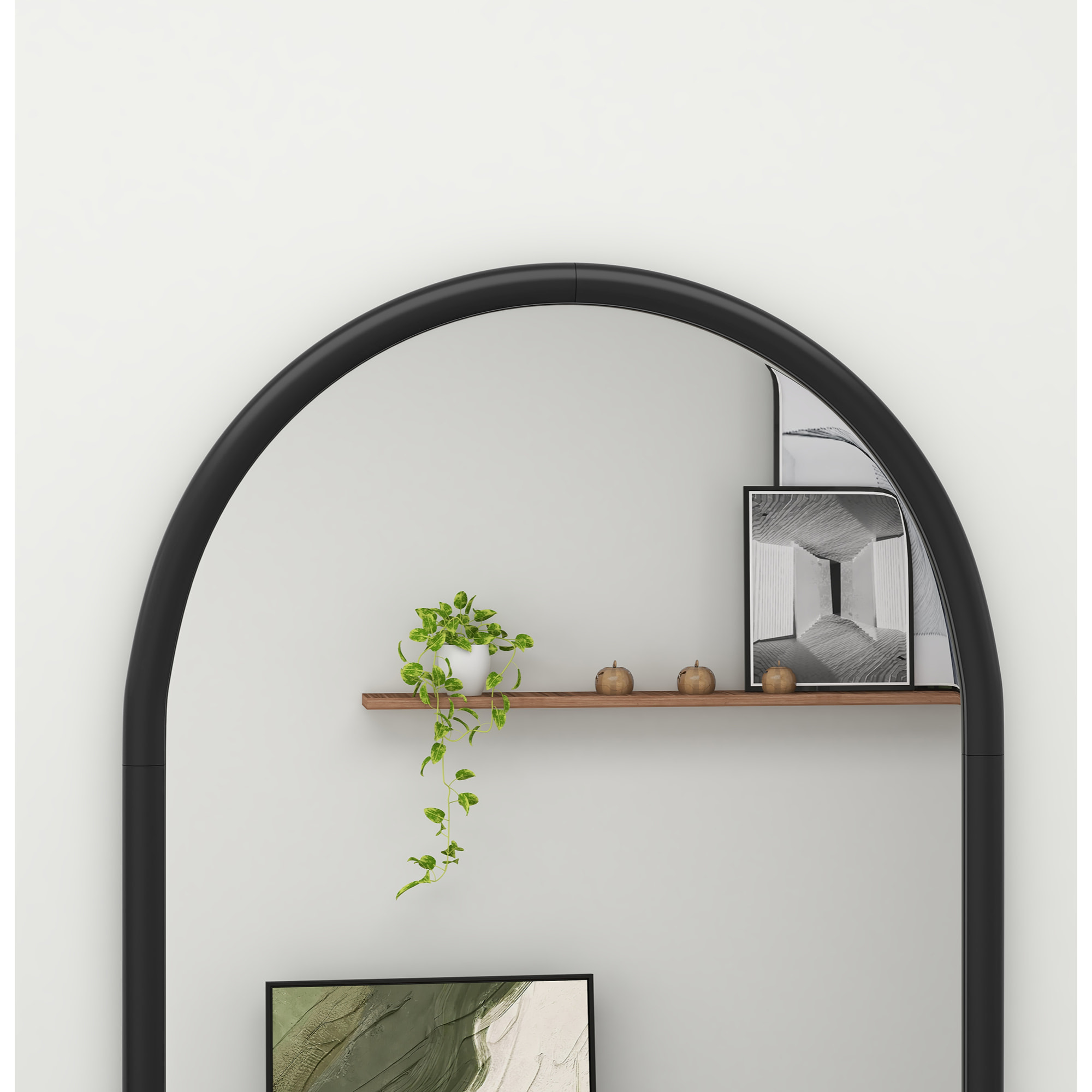 Miroir mural arche bois 110 x 65 cm noir
