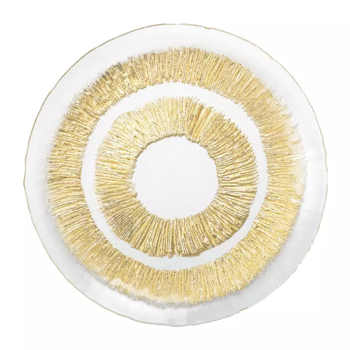 Lot de 6 Assiette plate dorée en verre 28x28x2.5cm - soleil