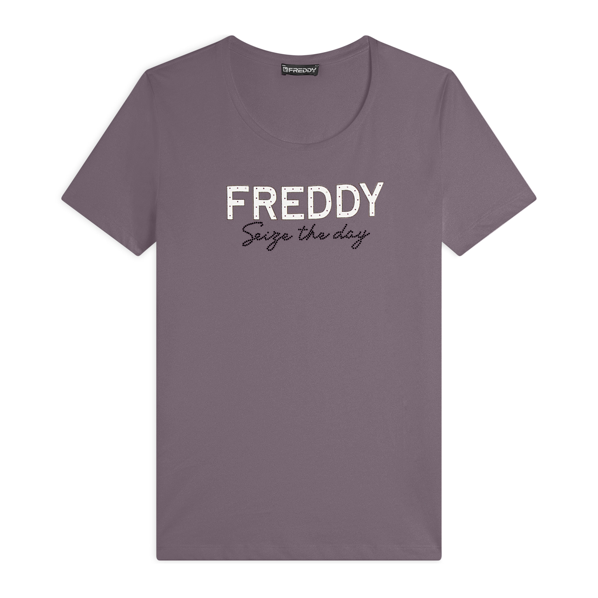 T-shirt donna in jersey con Logo FREDDY in Strass