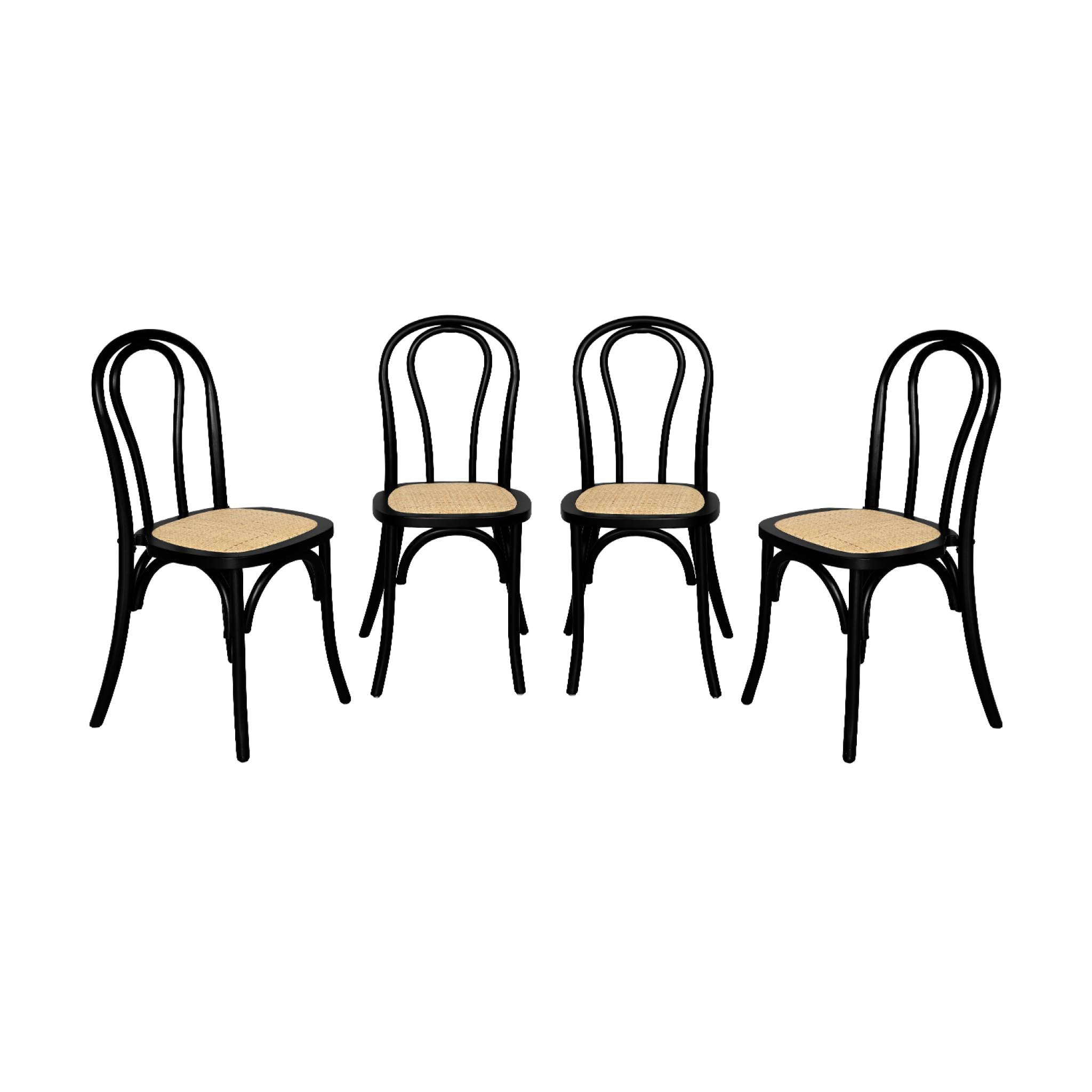 Chaise vintage bois et rotin (lot de 4) BASTILLE