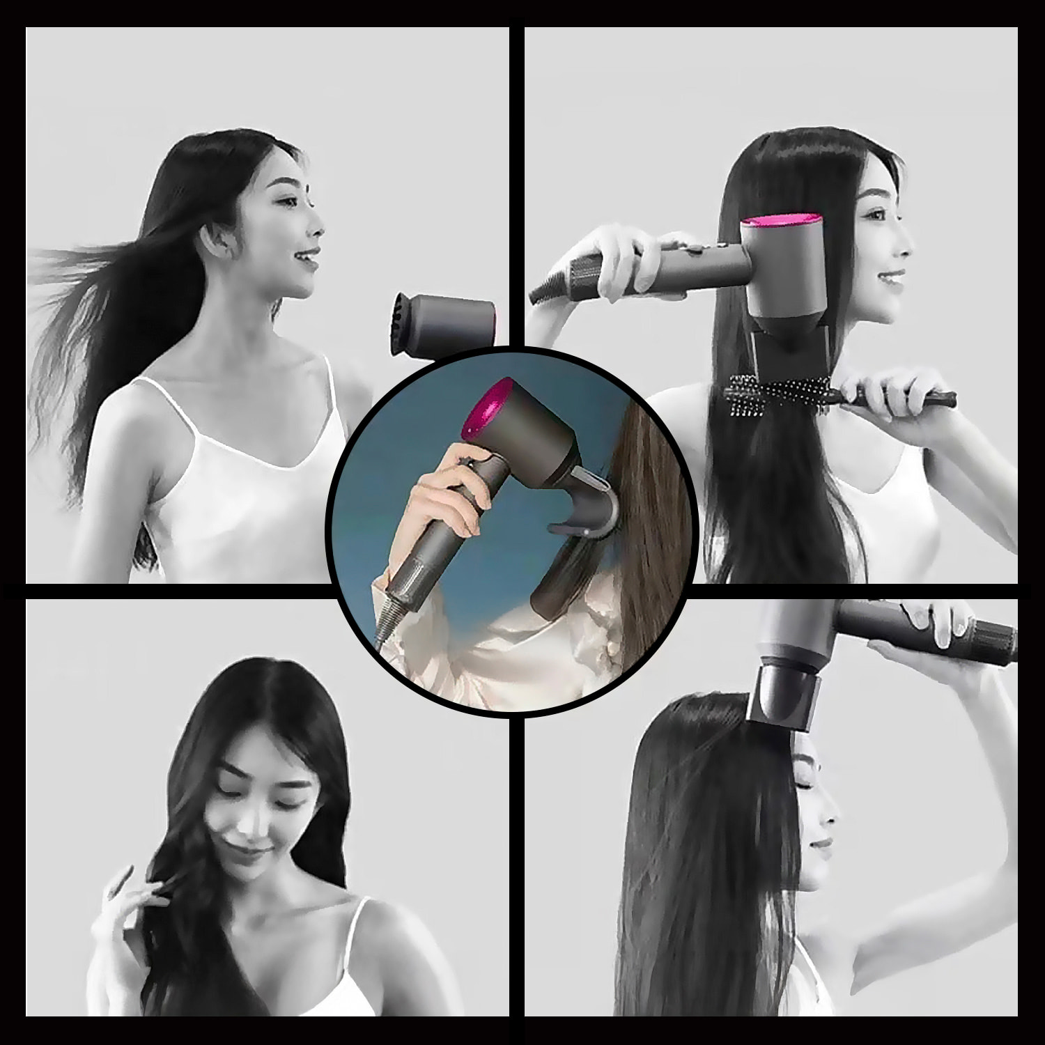 Asciugacapelli ionico con 5 teste, 4 livelli di temperatura e 3 livelli di velocità con 1500W di potenza.