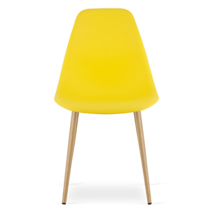 Sedia scandinava WAT gialla con gambe effetto legno