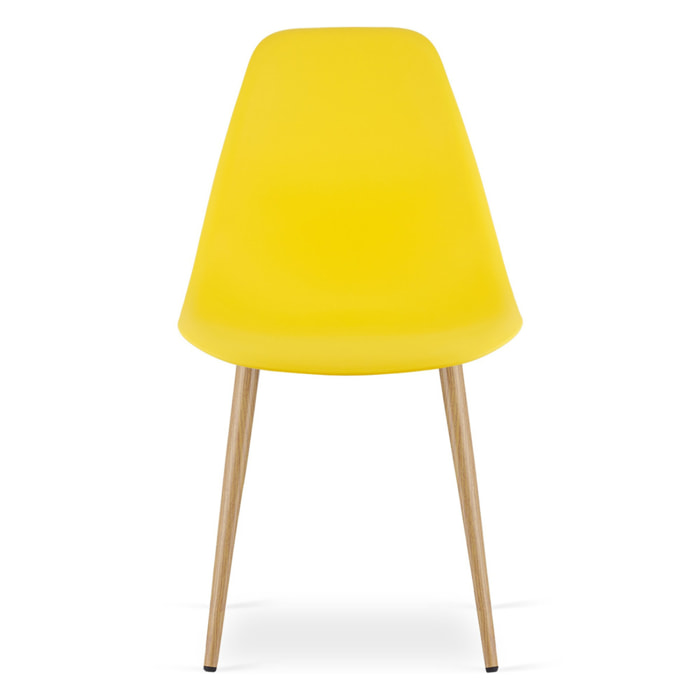 Sedia scandinava WAT gialla con gambe effetto legno
