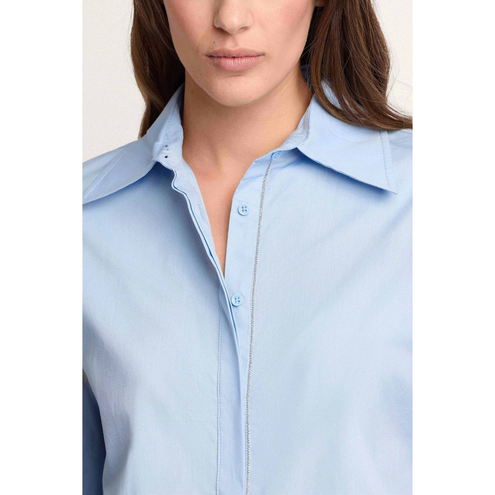 Kocca - Camicia minimal con strass Donna, Tinta unita, Colletto di camicia
