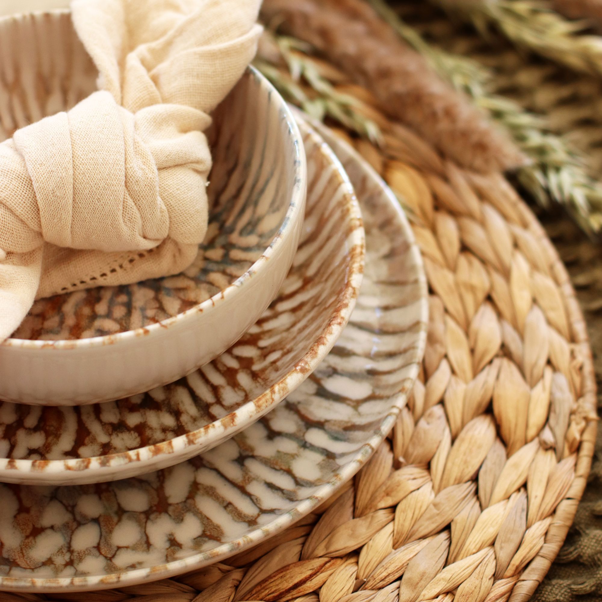 Lot de 6 assiettes creuses en grès 20,5cm  AMBRE