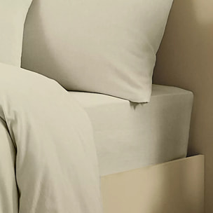Drap housse b35 lin & coton 160 g/m² uni beige Le metis francais chanvre