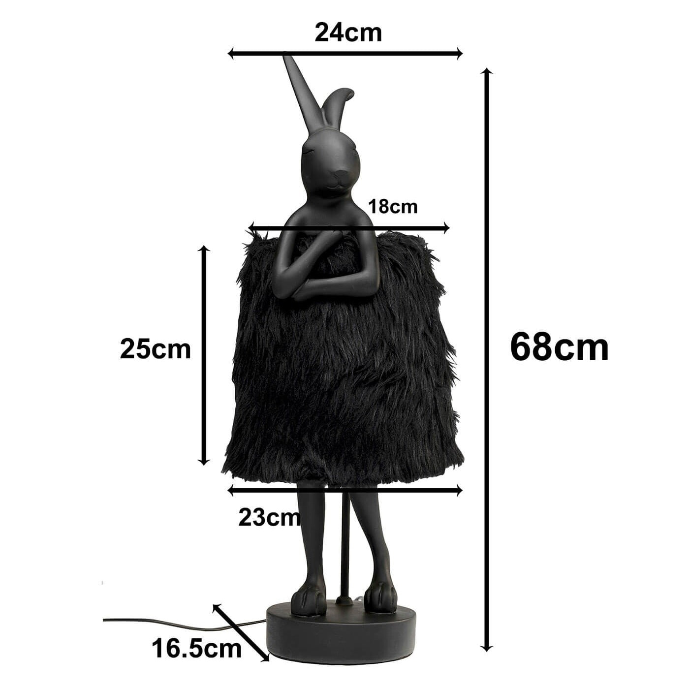 Lampe Animal lapin Fluff 68cm noir Kare Design