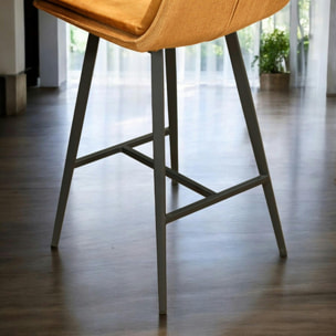 Chaise de bar en velours doré (lot de 2) OKA