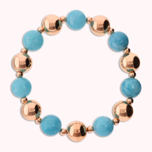 Bracciale con Bead Lucide e Pietre Naturali di Giada Blu