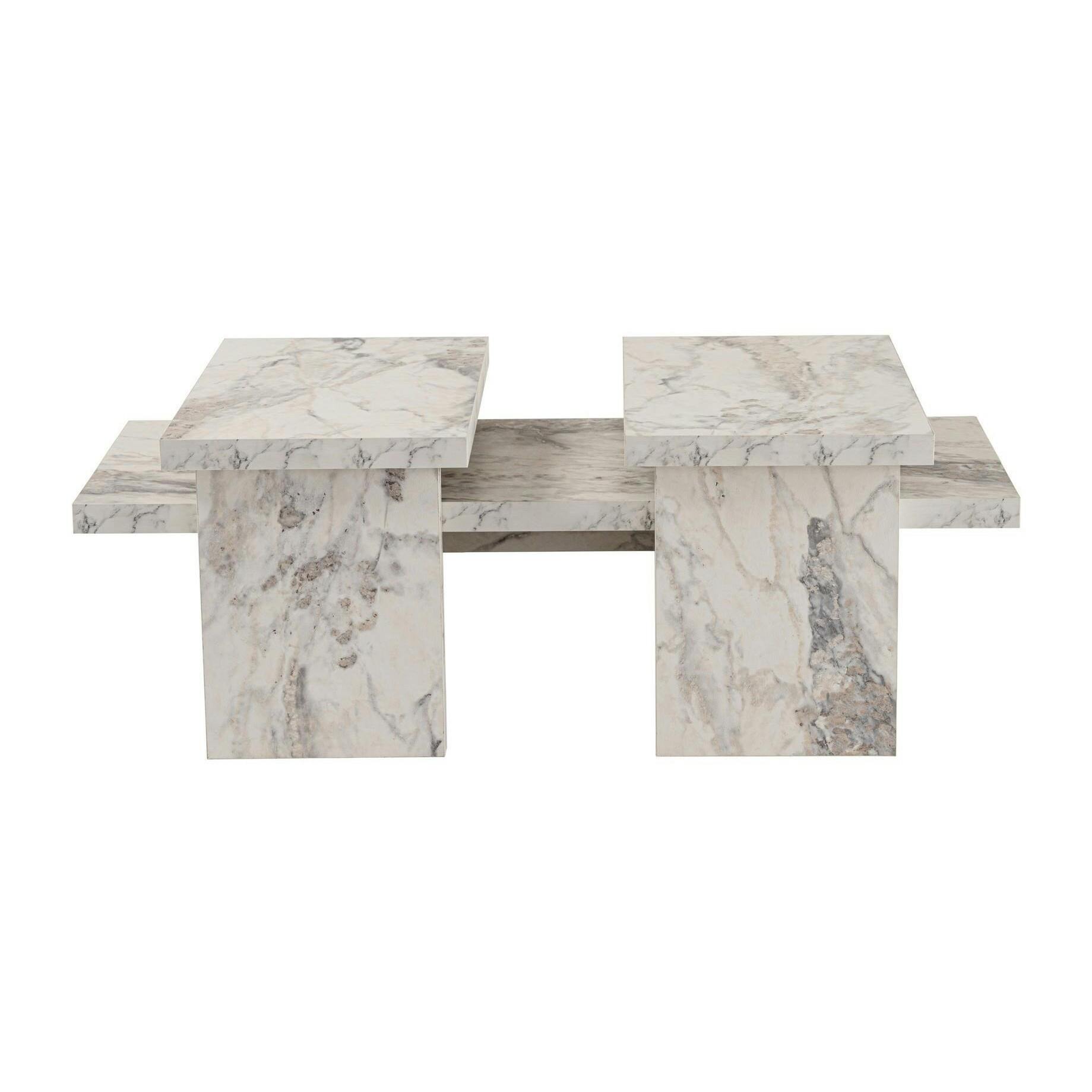 Table basse gigogne design – effet marbre (3 pièces) MARFA