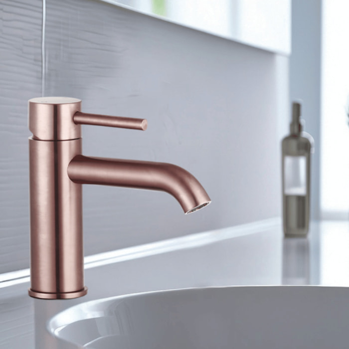 Mitigeur lavabo bec bas PAINI Ortence bronze cuivré avec vidage clic clac