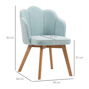 Sillas de Comedor en Forma de Flor Set de 2 Sillas con Asiento y Respaldo Acolchado Estilo Moderno Carga 120 kg 58x60x82 cm Verde Azulado