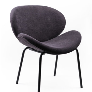 Fauteuil arrondi en velours cotelé COZY gris