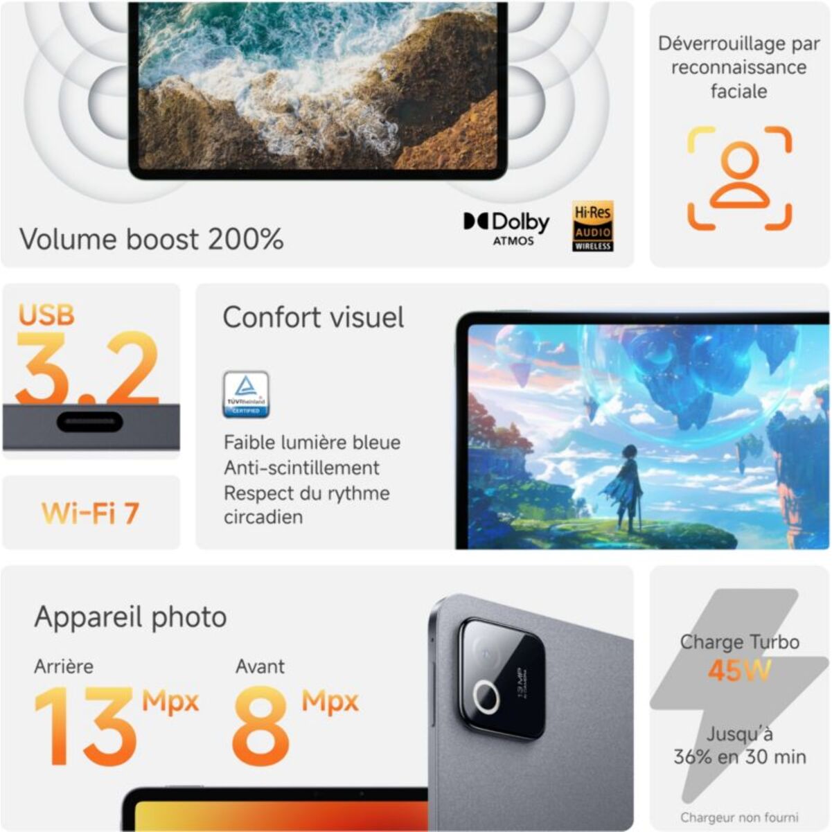 Tablette Android XIAOMI Xiaomi Pad8 Gris 128Go