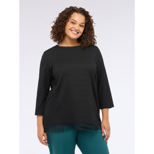 Fiorella Rubino - Camiseta de punto con lentejuelas y flecos - Negro