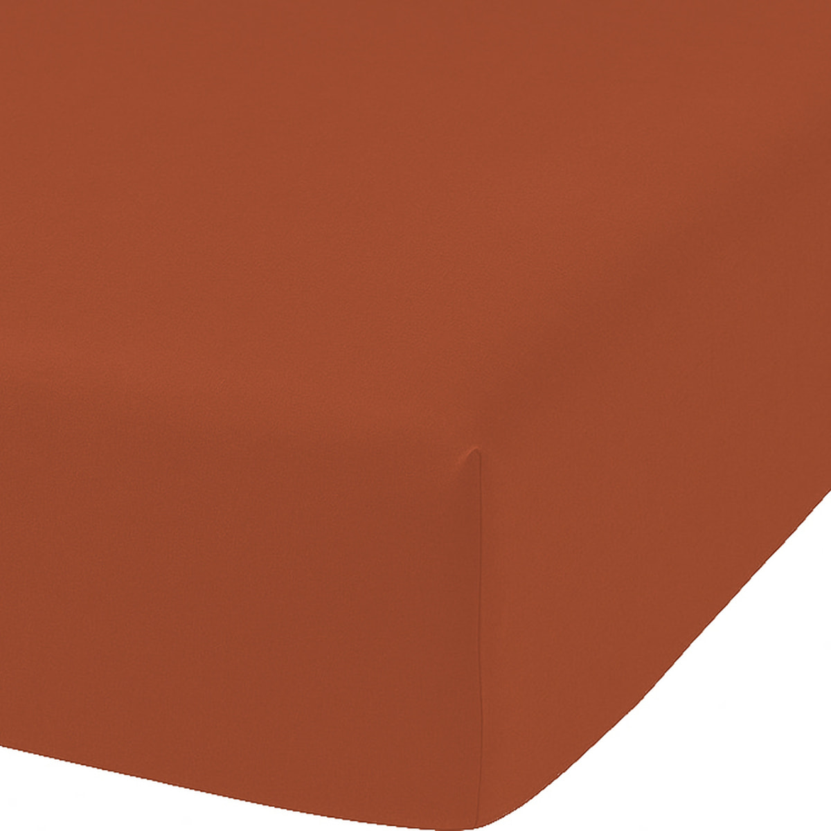 Drap Housse Coton 57fils Uni - Bonnet 35cm Terracotta