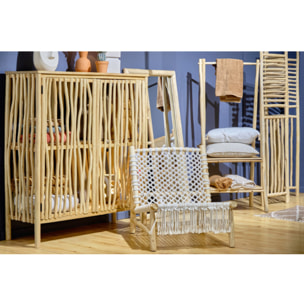 Chaise relax lounge en bois de teck et cannage cordes tressées - PIOU