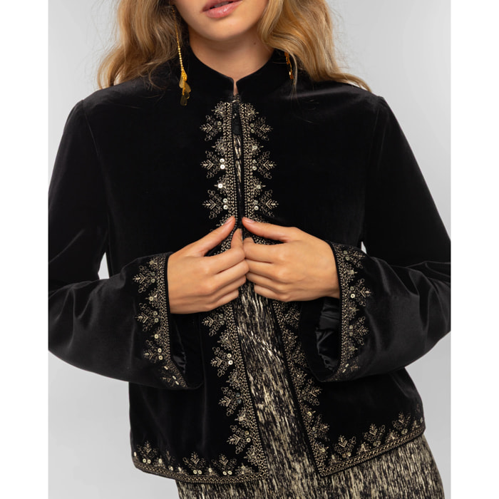 Chaqueta de terciopelo bordada de mujer