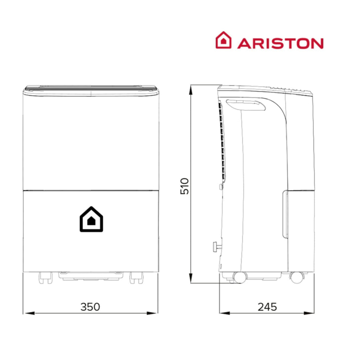 Deumidificatore Portatile Silenzioso Deos 21S Net WiFi ARISTON 21Lgg 40mq Bianco