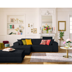 Vermont - pouf d'appoint - en velours côtelé - Noir