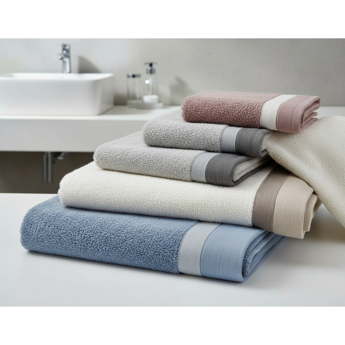 Set Spugna VARAZZE 2 Pezzi: Viso+Ospite - 450 gr/m² - 100% Puro Cotone