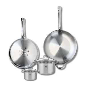 Ensemble de 2 Poêles de cuisson 28 et 32 cm et 2 faitouts 12 et 16 cm Elo Profi Citrin