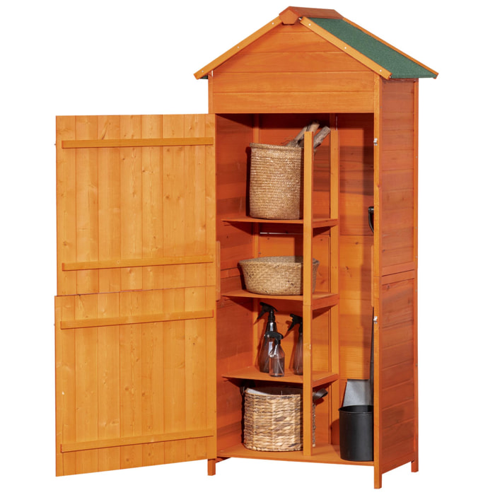 Armoire abri de jardin remise pour outils 3 étagères 2 portes loquets toit pente bitumé 84L x 52l x 188H cm pin pré-huilé