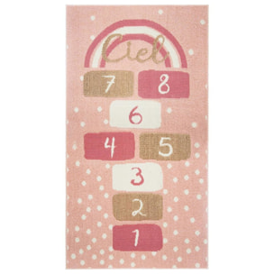 Alfombra infantil "marelle" color rosa con numeros- 80 x 0,8 x 152,5cm