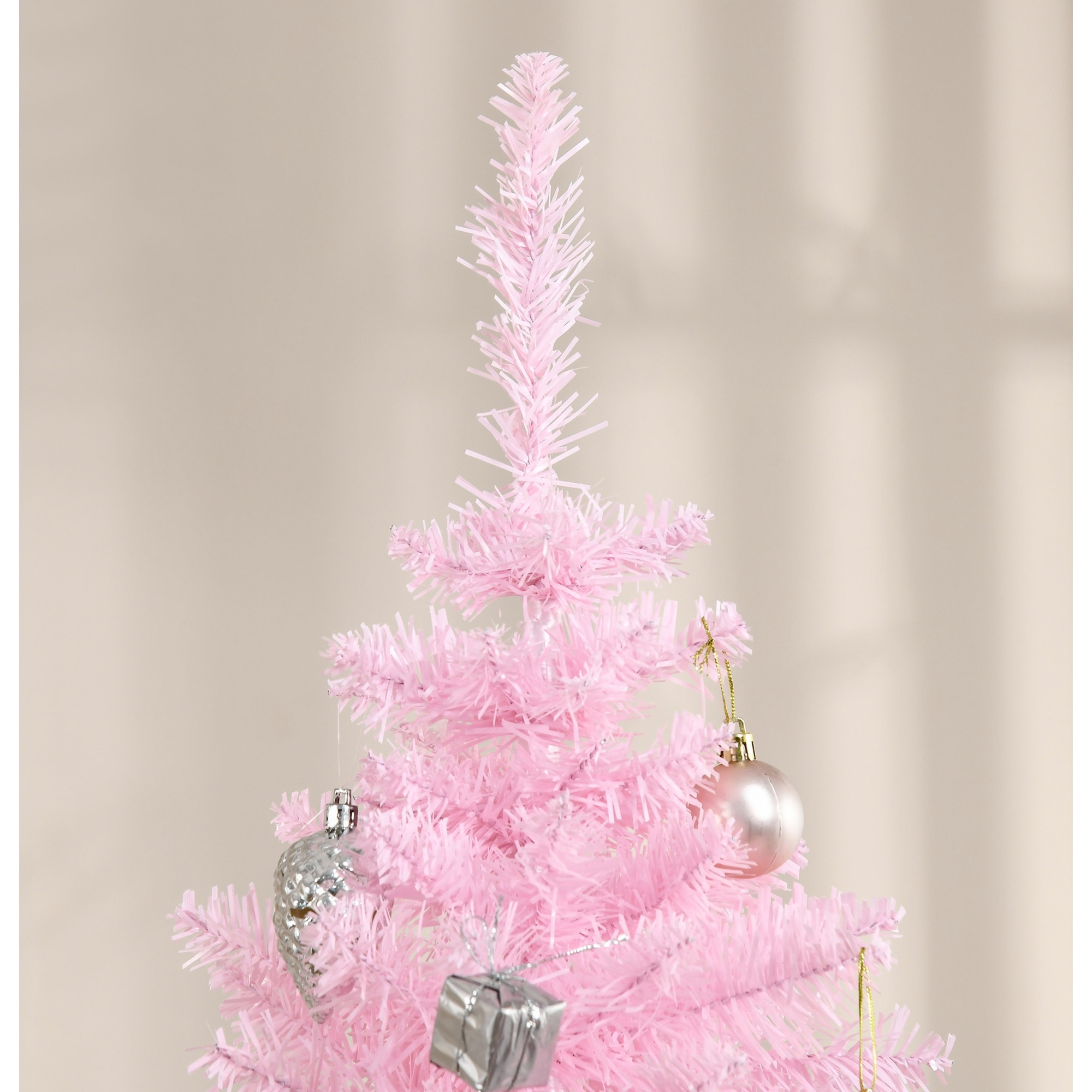 Árbol de Navidad 180 cm Árbol de Navidad Artificial Grande con 390 Puntas de Rama Decoración Navideña para Interiores Fácil de Montar Rosa