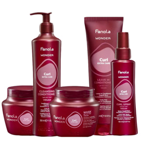 FANOLA Kit Wonder Curl Pre Treatment 500ml + Conditioner 350ml + Mask 500ml + Leave In 300ml + Spray 150ml