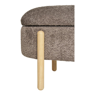 Branca - Panca contenitore in tessuto marrone con gambe in legno naturale 97x40x48 cm