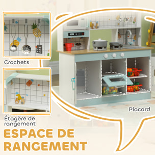 Cuisine en bois enfant effets sonores & lumineux micro-ondes lave-vaisselle four nombreux rangements accessoires