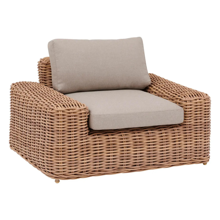 Fauteuil de salon de jardin "Savinia tahini" en aluminium traité époxy