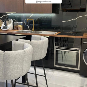 Lot de 2 chaises pour îlot central 67 cm en tissu gris clair - Rosy