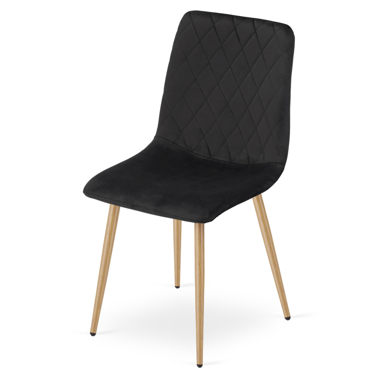 Sedia Turin in velluto nero con gambe effetto rovere