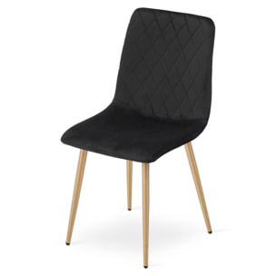 Sedia Turin in velluto nero con gambe effetto rovere