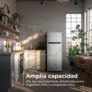 Frigorífico 2 Puertas EVVO F40, 170 l + 41 l, 142,8 cm, Clase E, Blanco