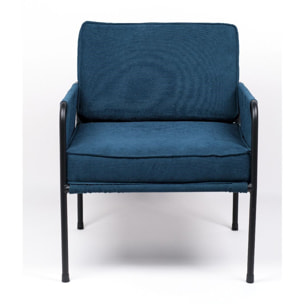 Fauteuil en velours côtelé COZY bleu