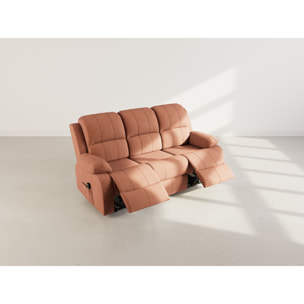 Armand - Canapé 3 places relax électrique en velours côtelé - Terracotta