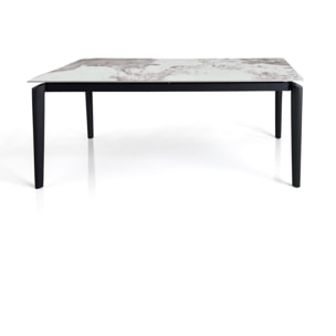 Table à manger extensible Tomasucci WIDE, en céramique, marbre onyx, gris, 160/220 × 90 × 77,5 cm