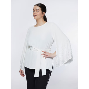 Fiorella Rubino - Blusa blanca con detalles brillantes - Blanco