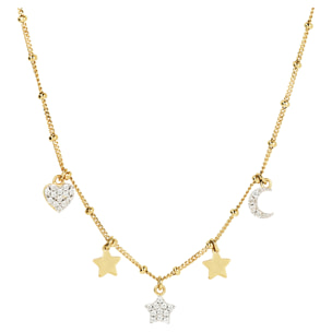 Collana Golden con Charms e Pavé in Cubic Zirconia