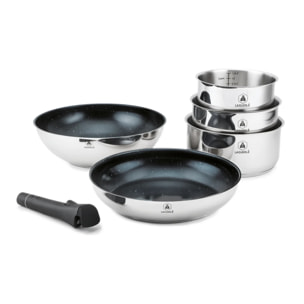 Set 6 pièces inox céramique avec wok