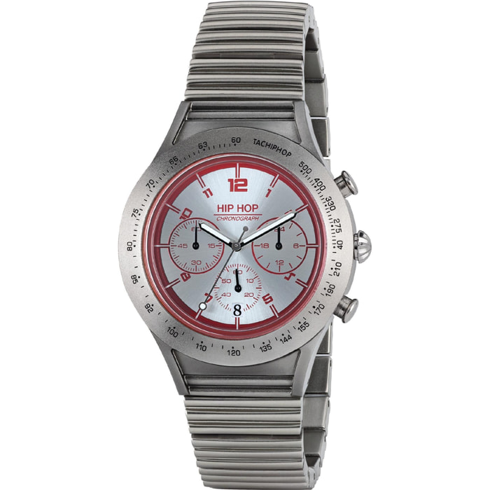 Orologio HIP HOP ALUMINIUM CHRONO GRIGIO-ARGENTO-ROSSO
