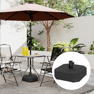 Base para Sombrilla Cuadrada, Soporte de Parasol de HDPE, Pie para Sombrilla con Postes Ø38 mm, Ø48 mm, Rellenable de Arena 25 kg o Agua 20 kg, para Jardín, Patio, Terraza, Negro