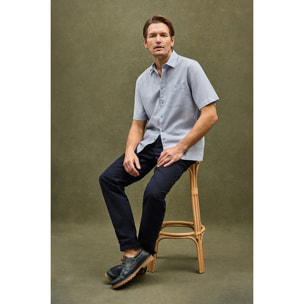 Camicia cotolino azzurra a maniche corte e regular fit con logo Rigby Go