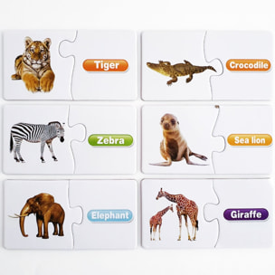 PUZLES EDUCATIVOS 30 EN 1: APRENDE INGLÉS ANIMALES 2pcs/puzle